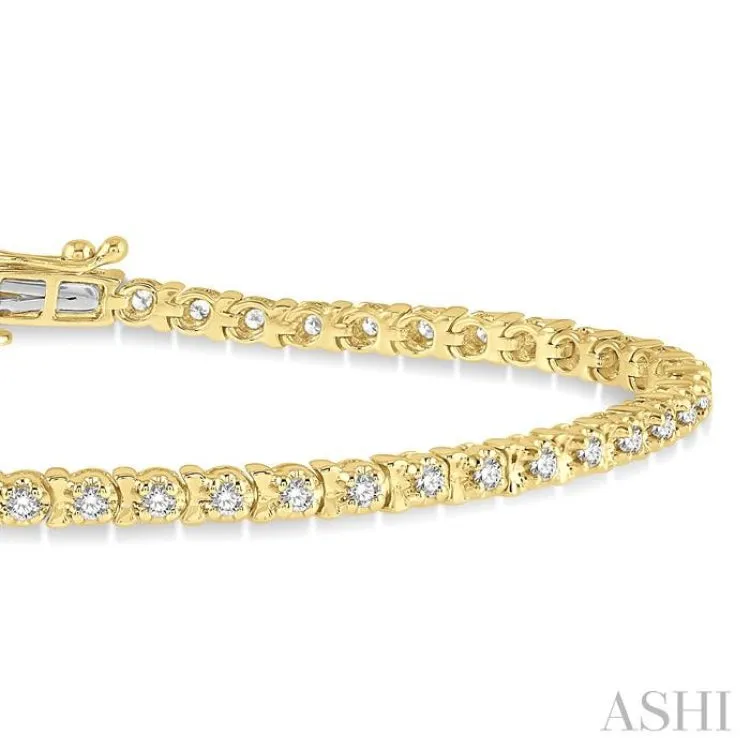 1 ctw Round Cut Diamond Tulip Bracelet in 14K Yellow Gold