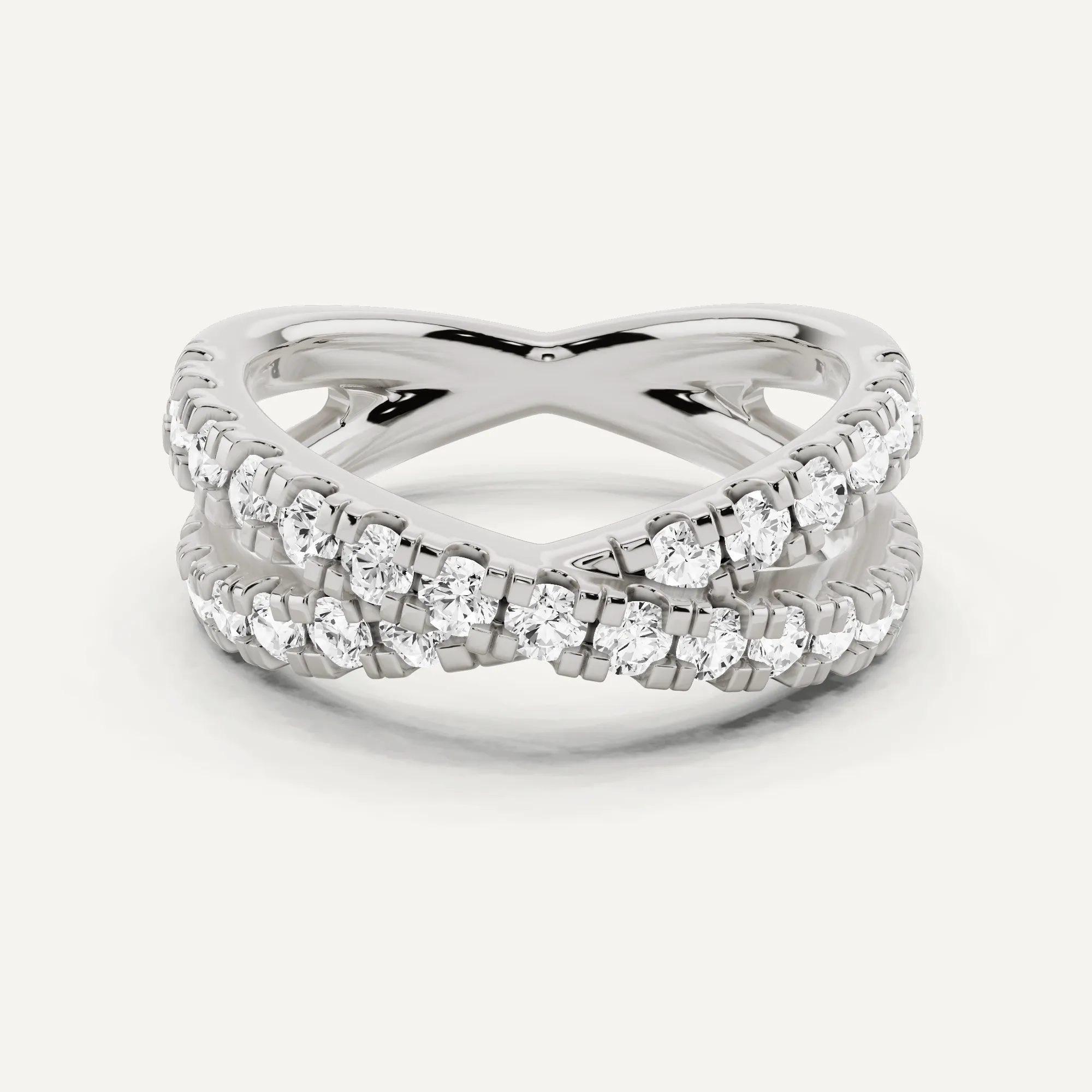 1 ctw Round Diamond Crossover Fashion Rings