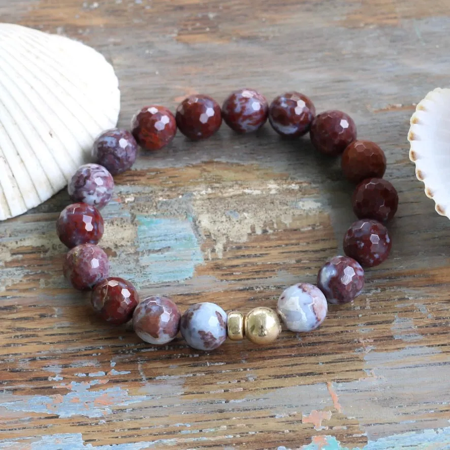 10mm Faceted Blue Cloud Jasper Bracelet