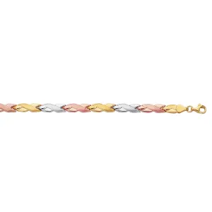 14k Yellow And White Gold Hugs And Kisses  Link Bracelet, 7,25