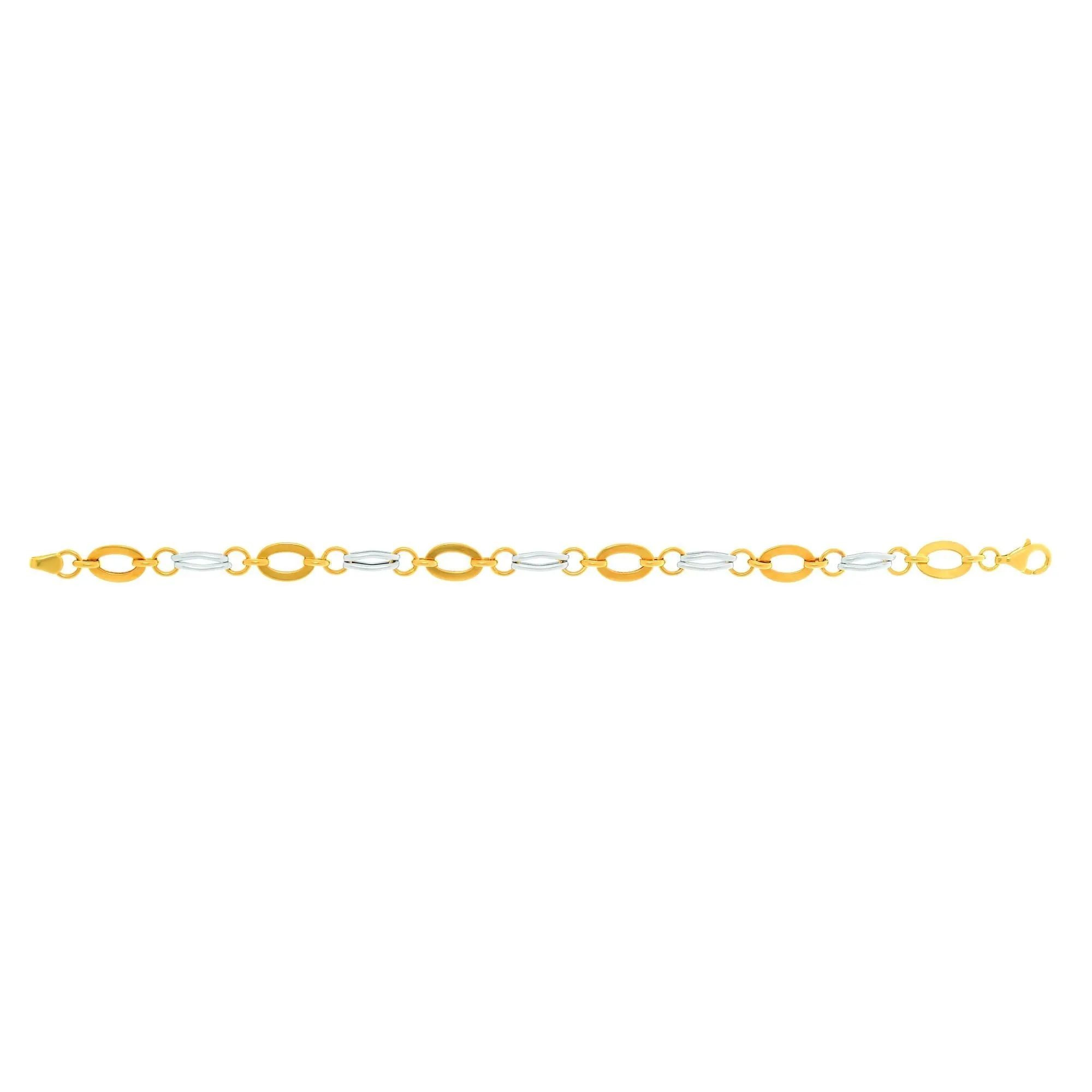 14k Yellow And White Gold Oval Links Bracelet, 7,25