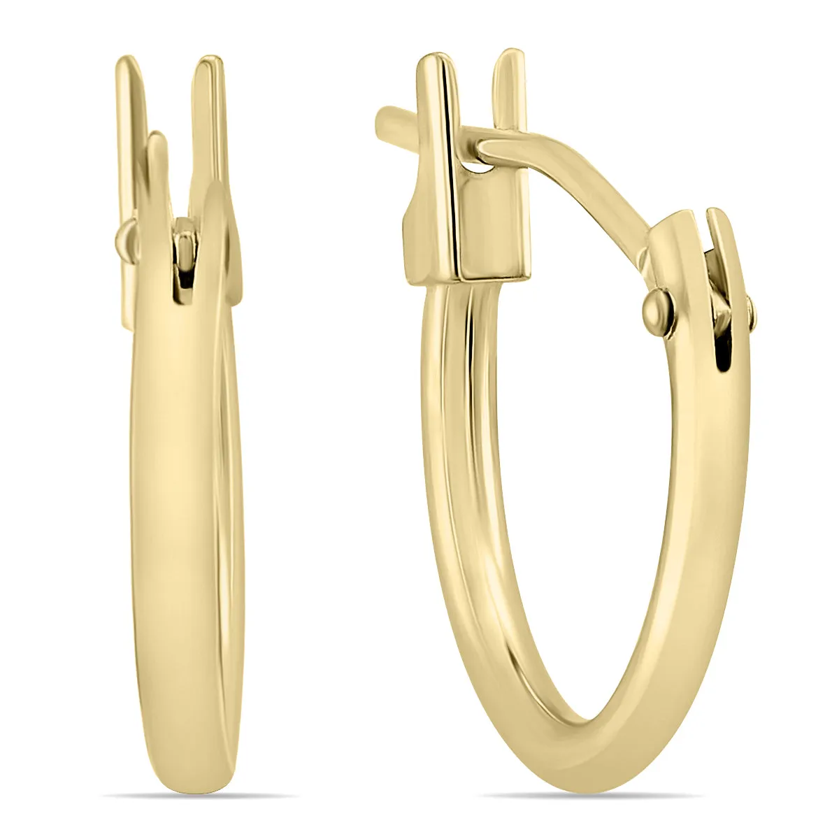 14K Yellow Gold 10Mm Hoop Earrings (1.5Mm Gauges)