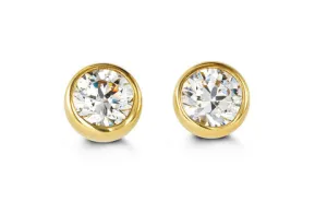 14K Yellow Gold Cubic Zirconia Bezel Stud Kid's Earrings