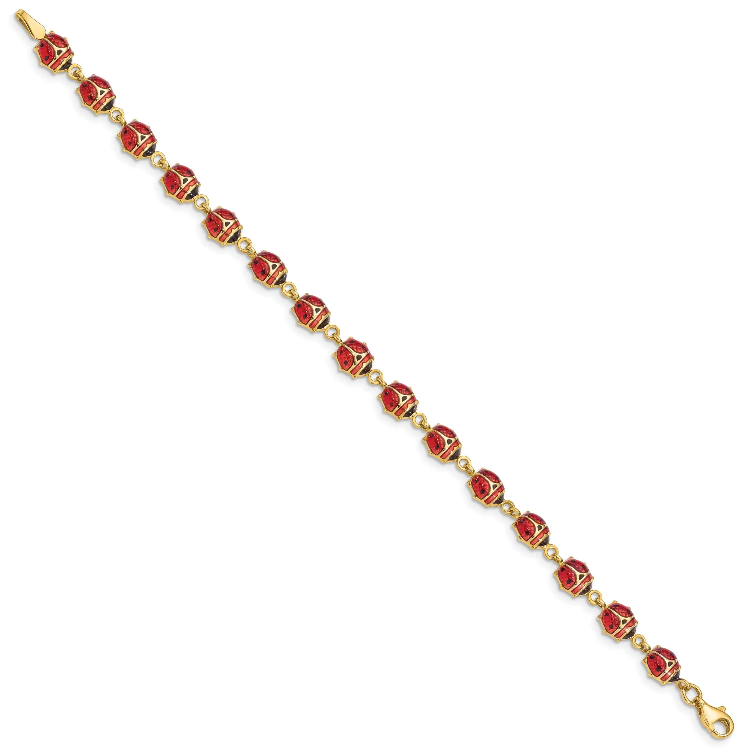 14k Yellow Gold Lady Bug Design Bracelet 7-inch