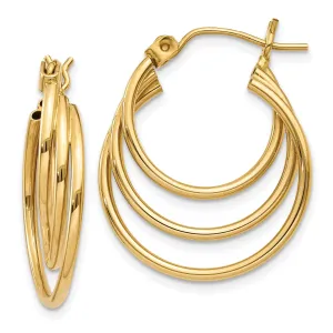 14k Yellow Gold Polished Triple Hoop Earrings