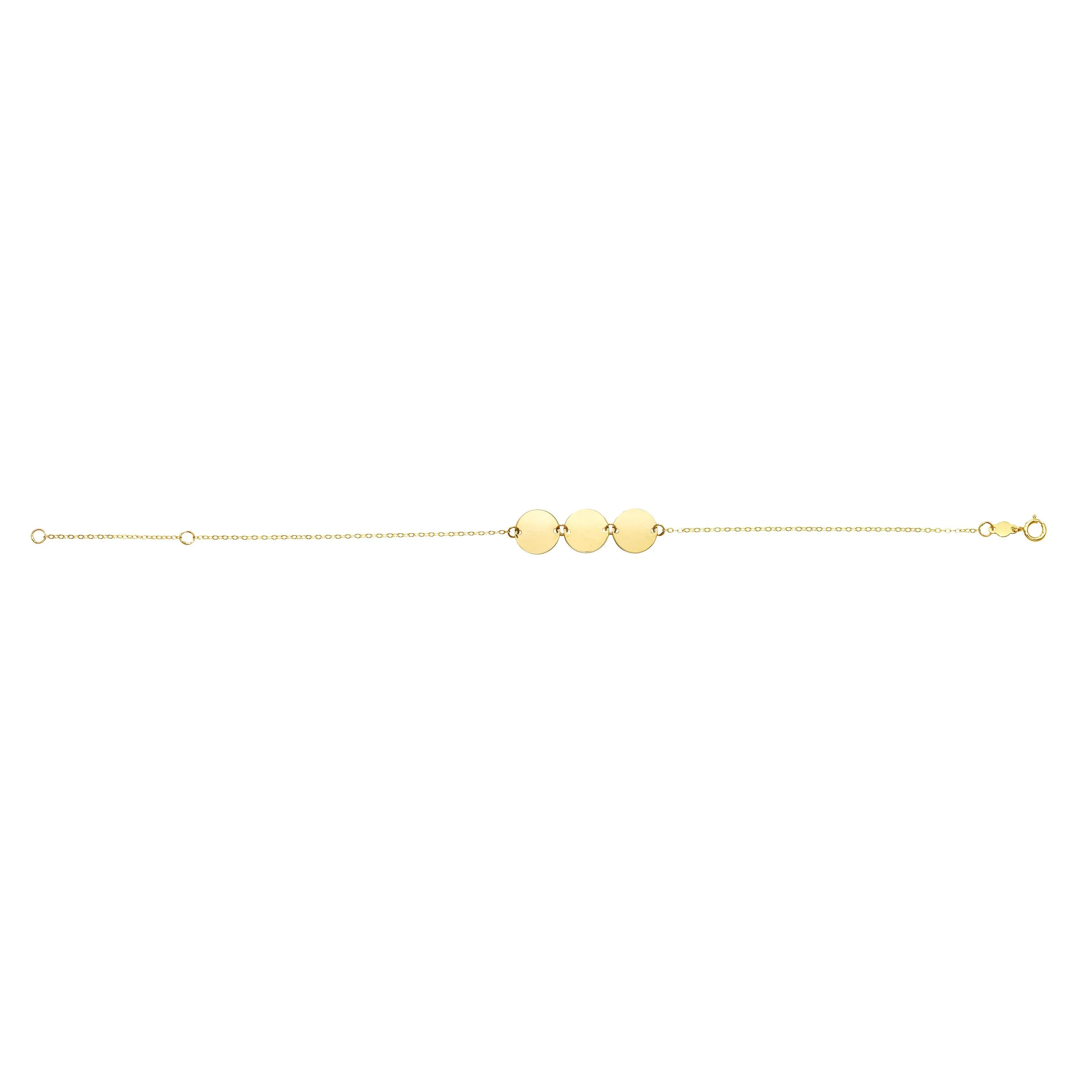 14k Yellow Gold Round Disc Charm Fancy Bracelet, 7