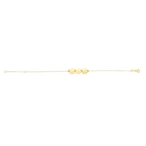 14k Yellow Gold Round Disc Charm Fancy Bracelet, 7