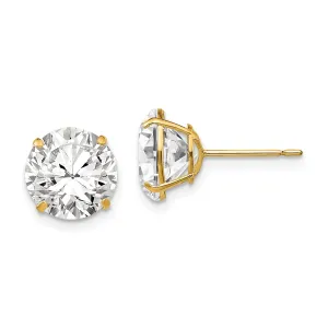 14KT Yellow Gold 9MM Round Cubic Zirconia Stud Earrings