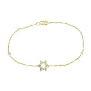 14KY Diamond Star of David Bracelet