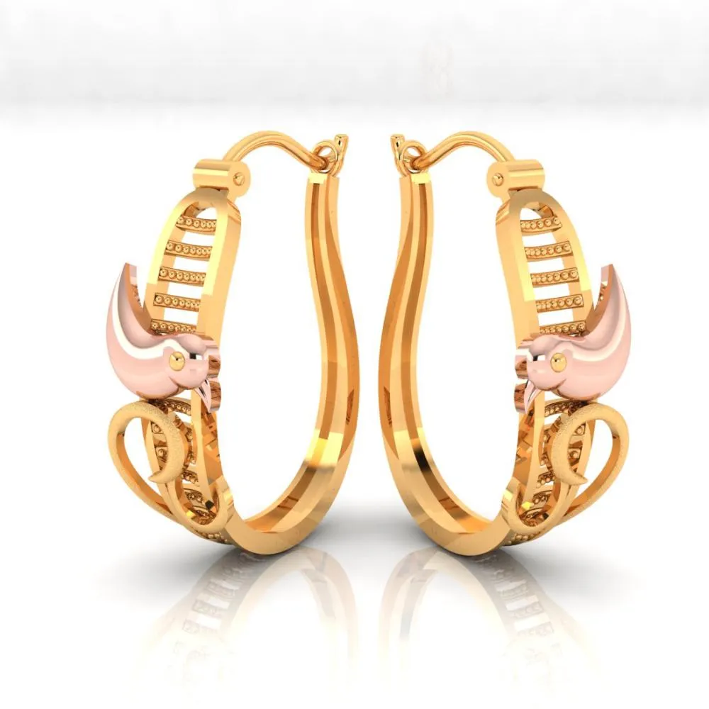 18k Delicate Gold Earrings With A Bird Shaped Motif