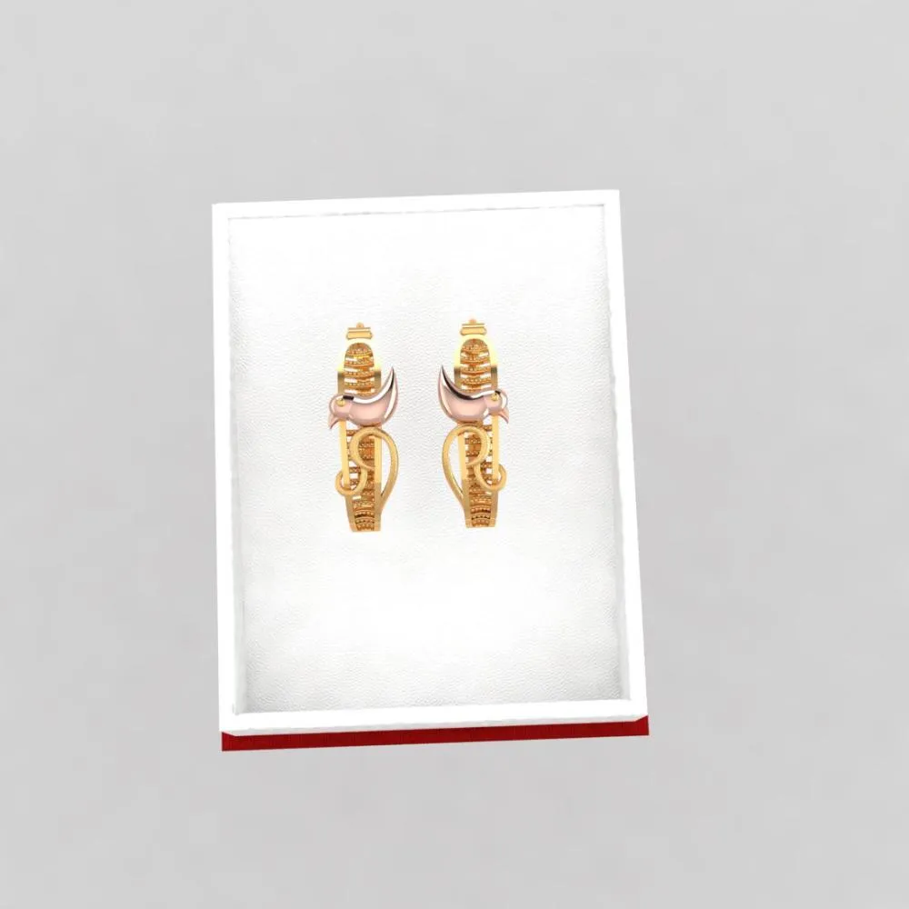 18k Delicate Gold Earrings With A Bird Shaped Motif