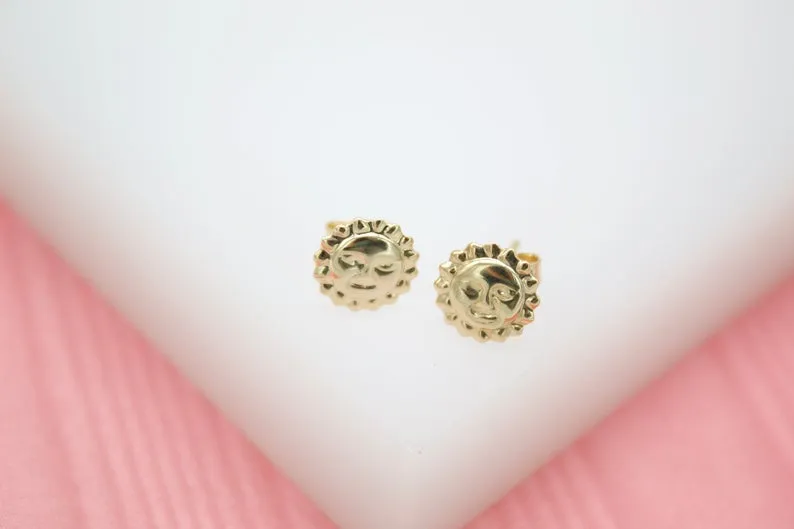 18K Gold Filled Sun Earrings Stud Earrings