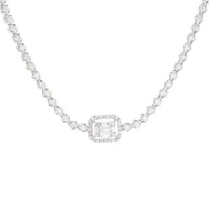 18k White Gold Baguette Diamond Necklace