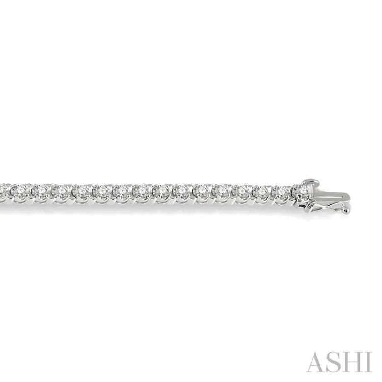 3 ctw Round Cut Diamond Tulip Bracelet in 14K White Gold