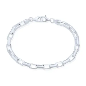 4.2MM Rectangular Chain Link Bracelet Sterling Silver for Men & 8 inch