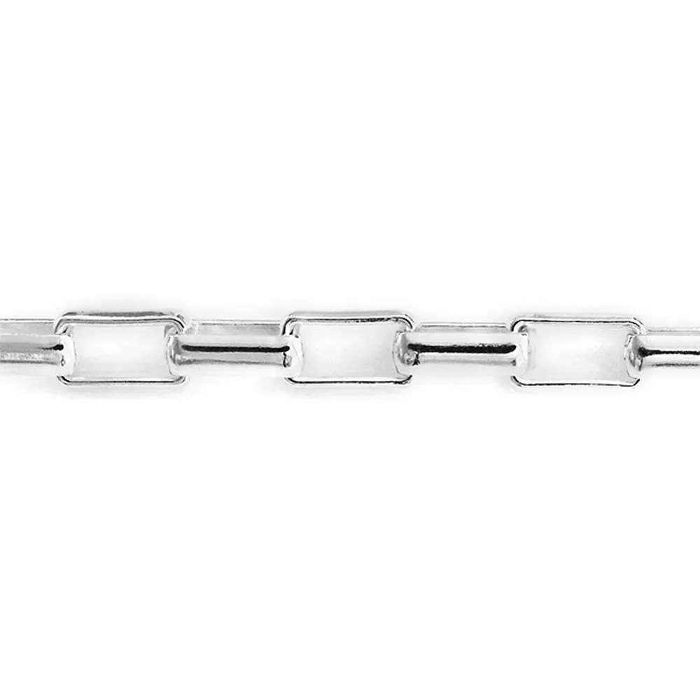 4.2MM Rectangular Chain Link Bracelet Sterling Silver for Men & 8 inch