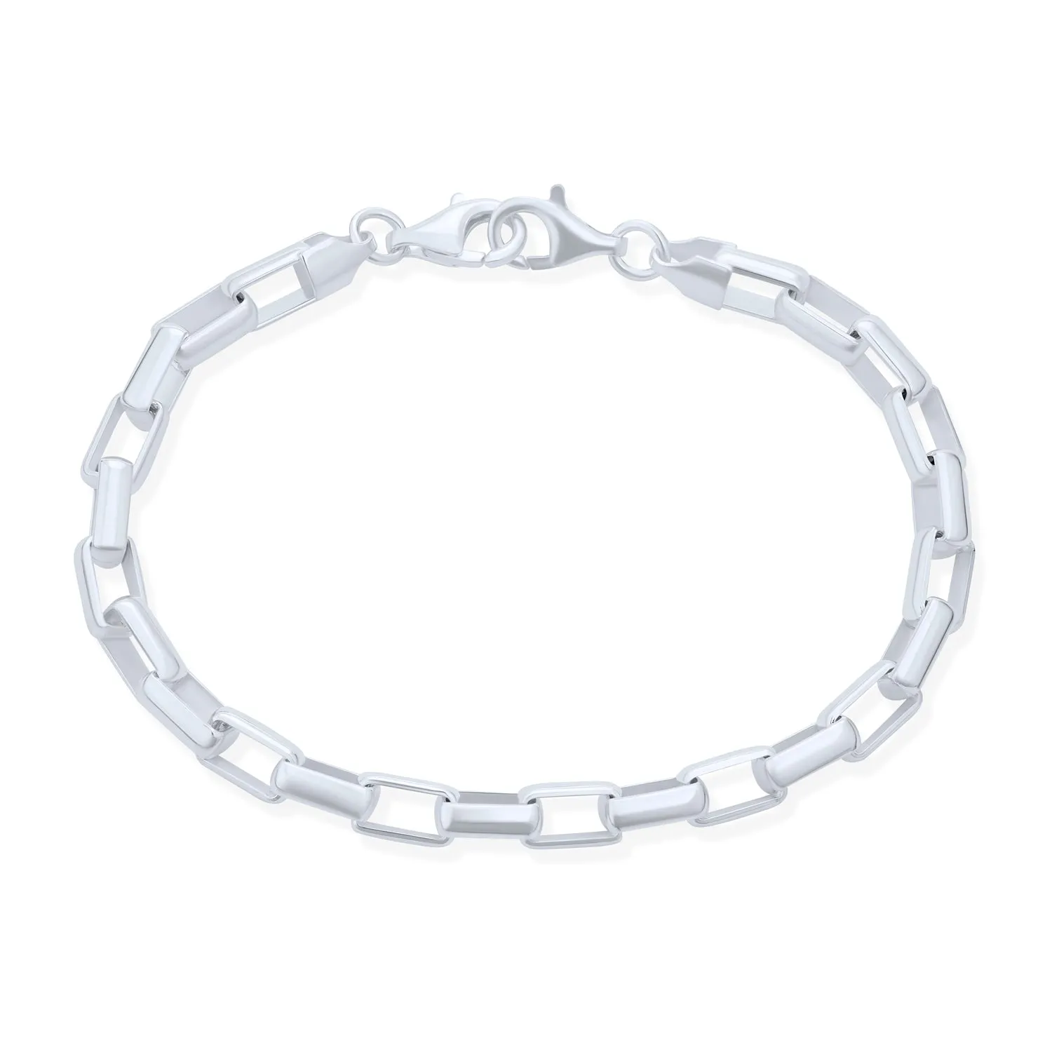 4.2MM Rectangular Chain Link Bracelet Sterling Silver for Men & 8 inch