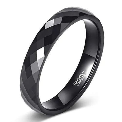 4mm Multi-Faceted Tungsten Wedding Band