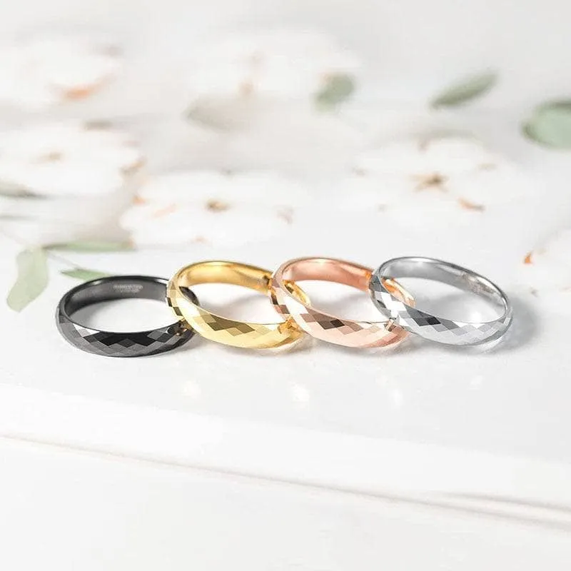 4mm Multi-Faceted Tungsten Wedding Band