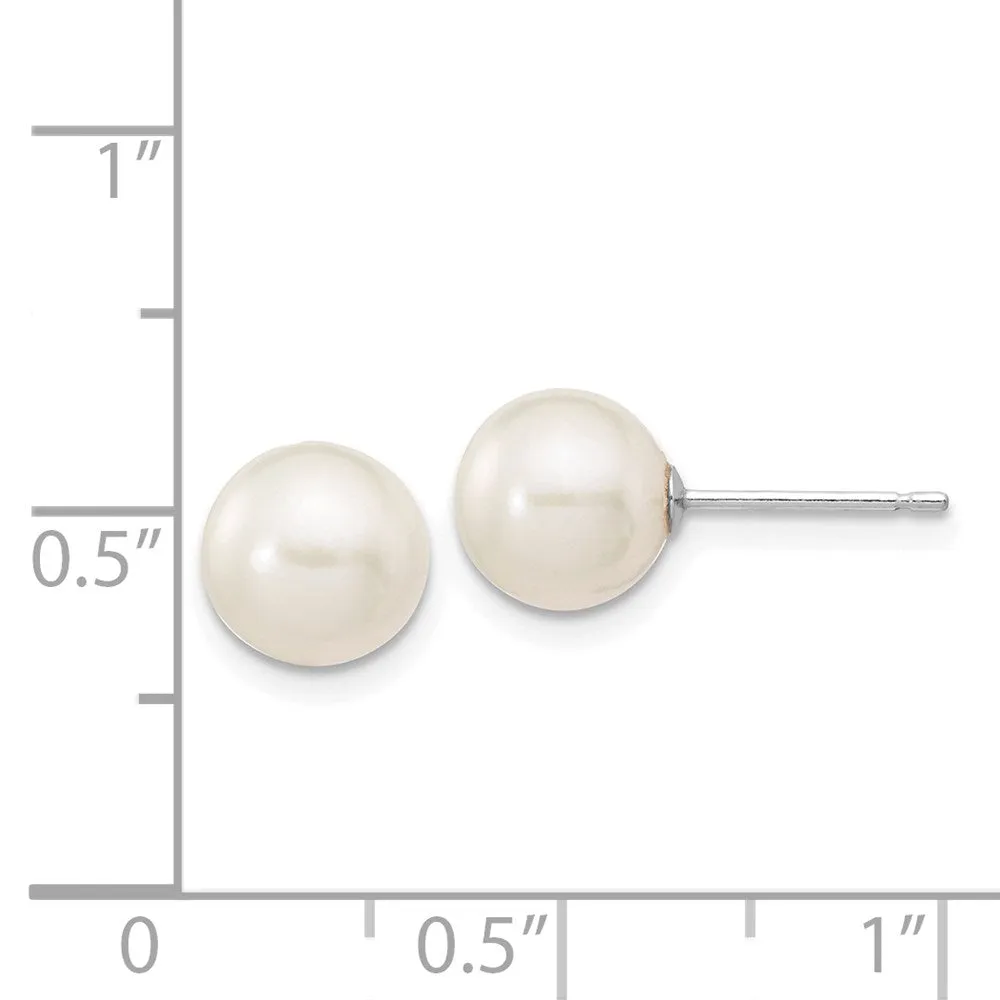 7MM Round Pearl Stud Earrings in 14KT White Gold