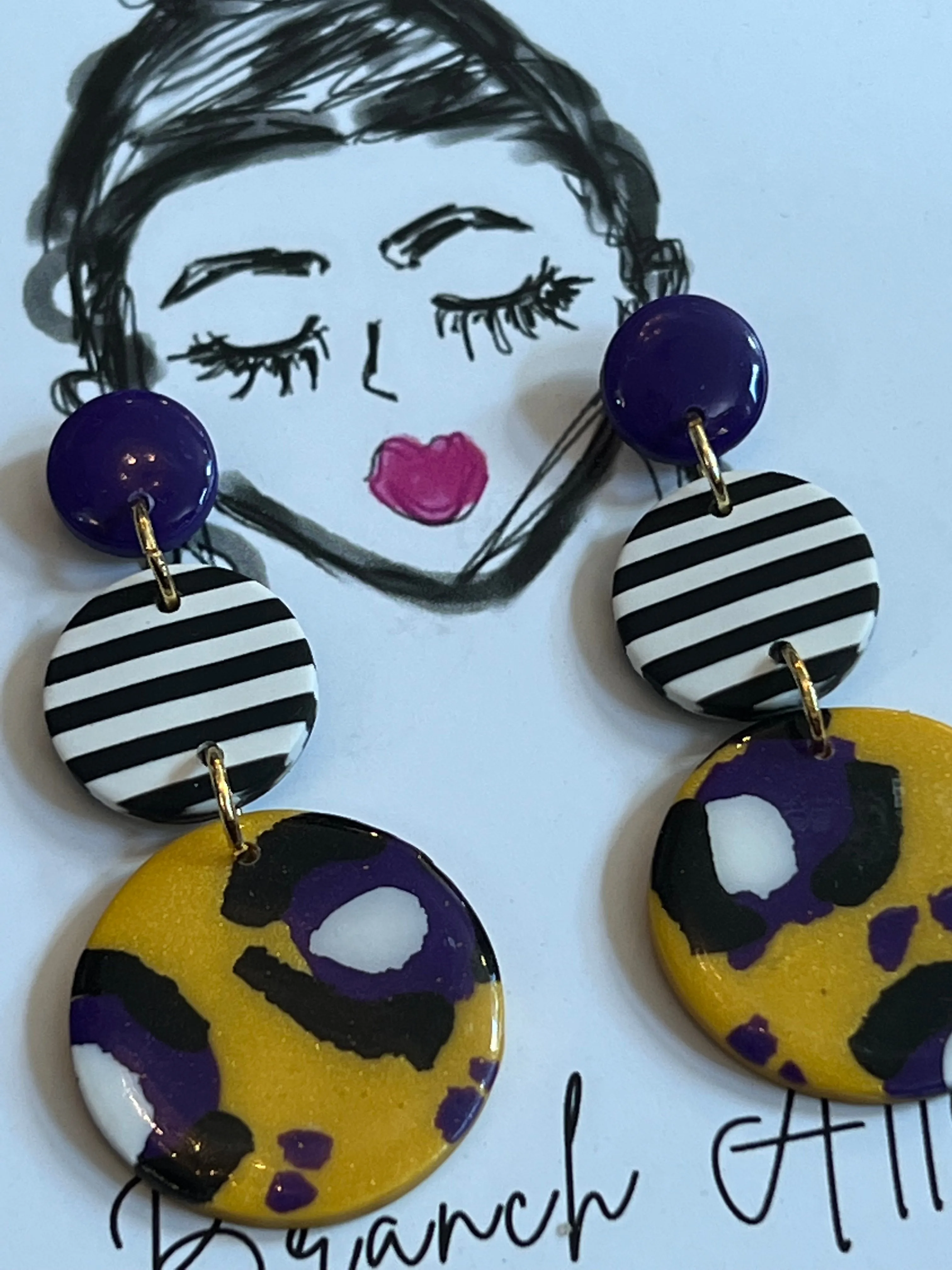 82322 LSU Camo Party Earrings