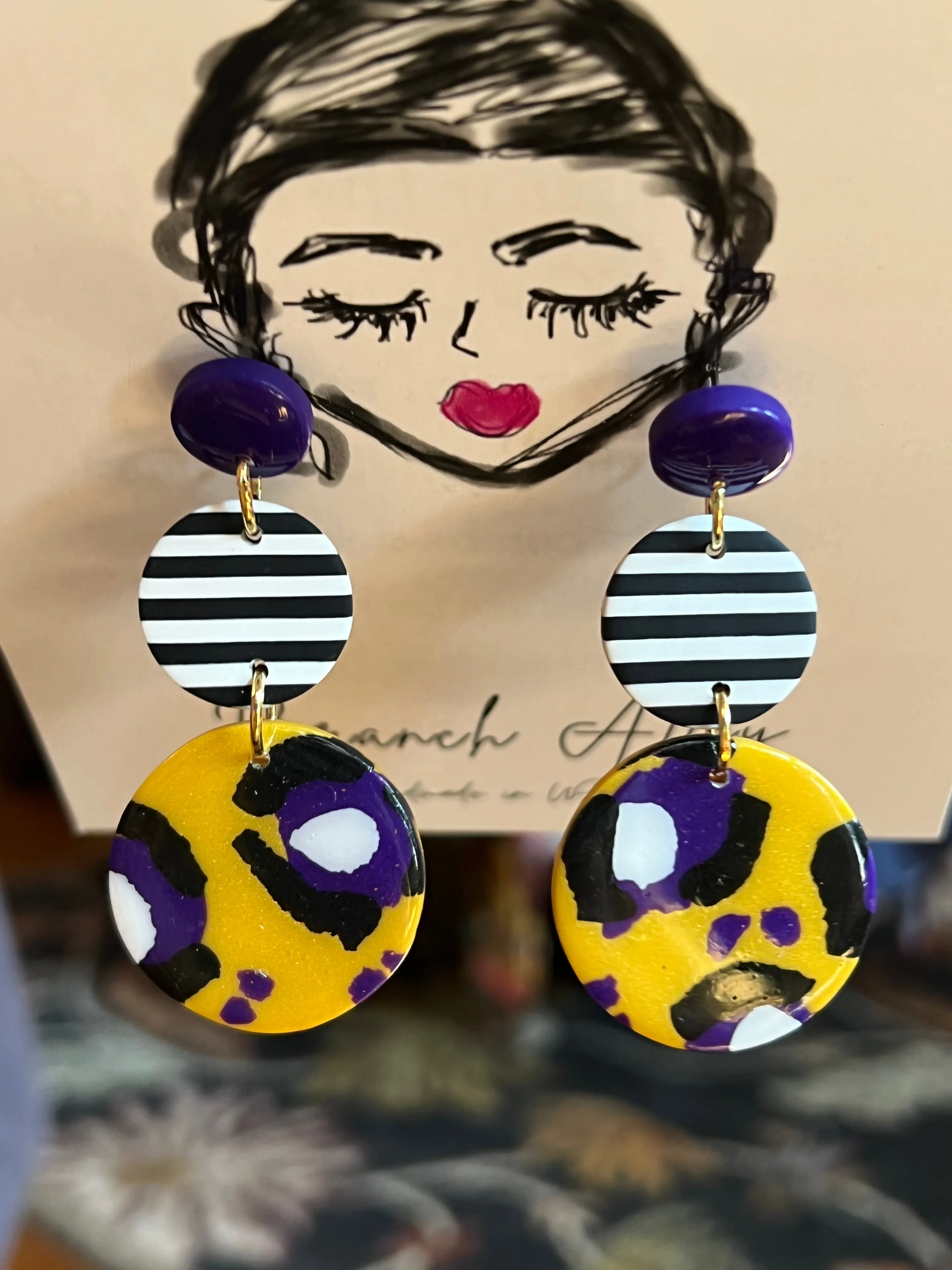 82322 LSU Camo Party Earrings