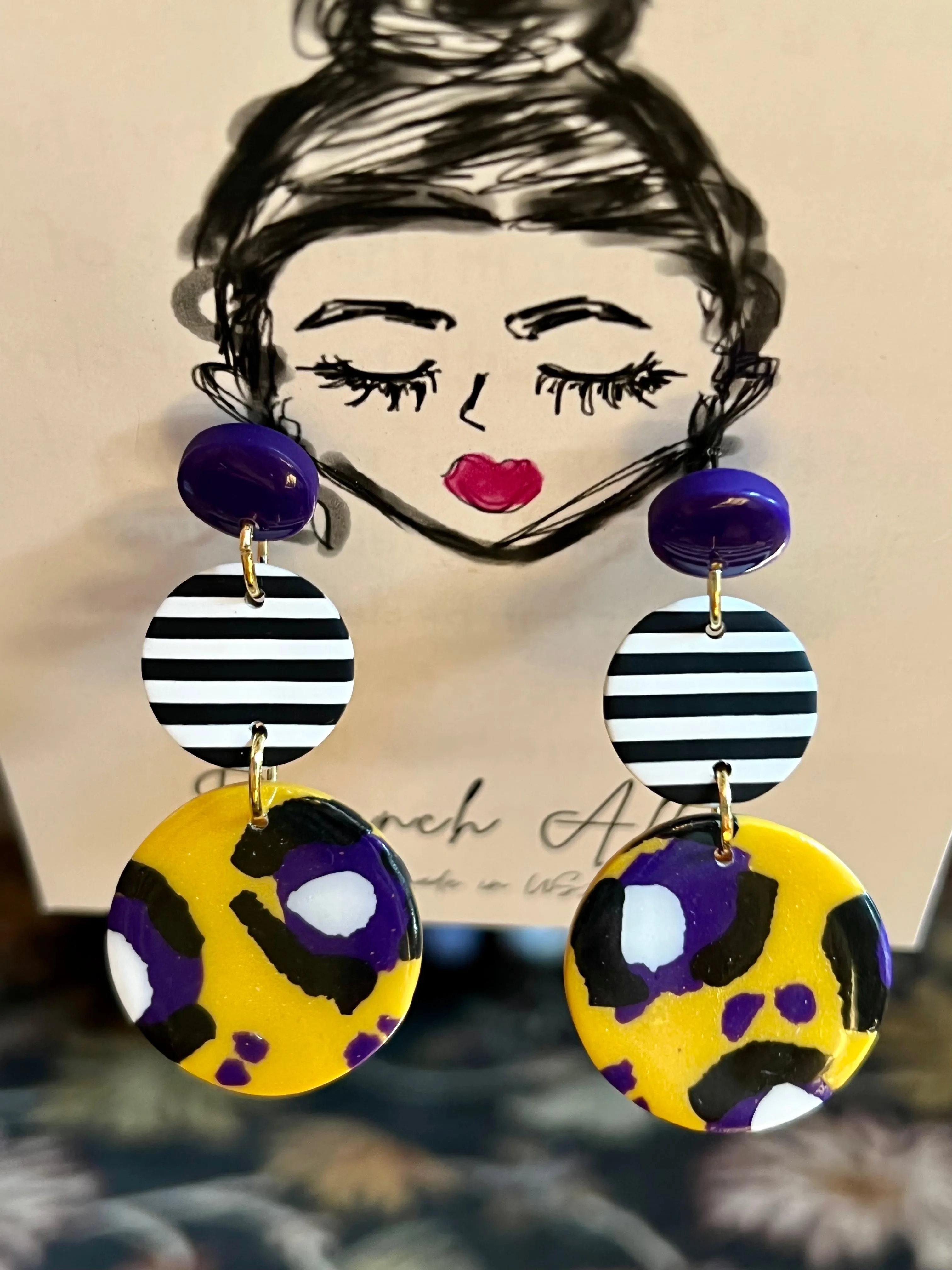 82322 LSU Camo Party Earrings