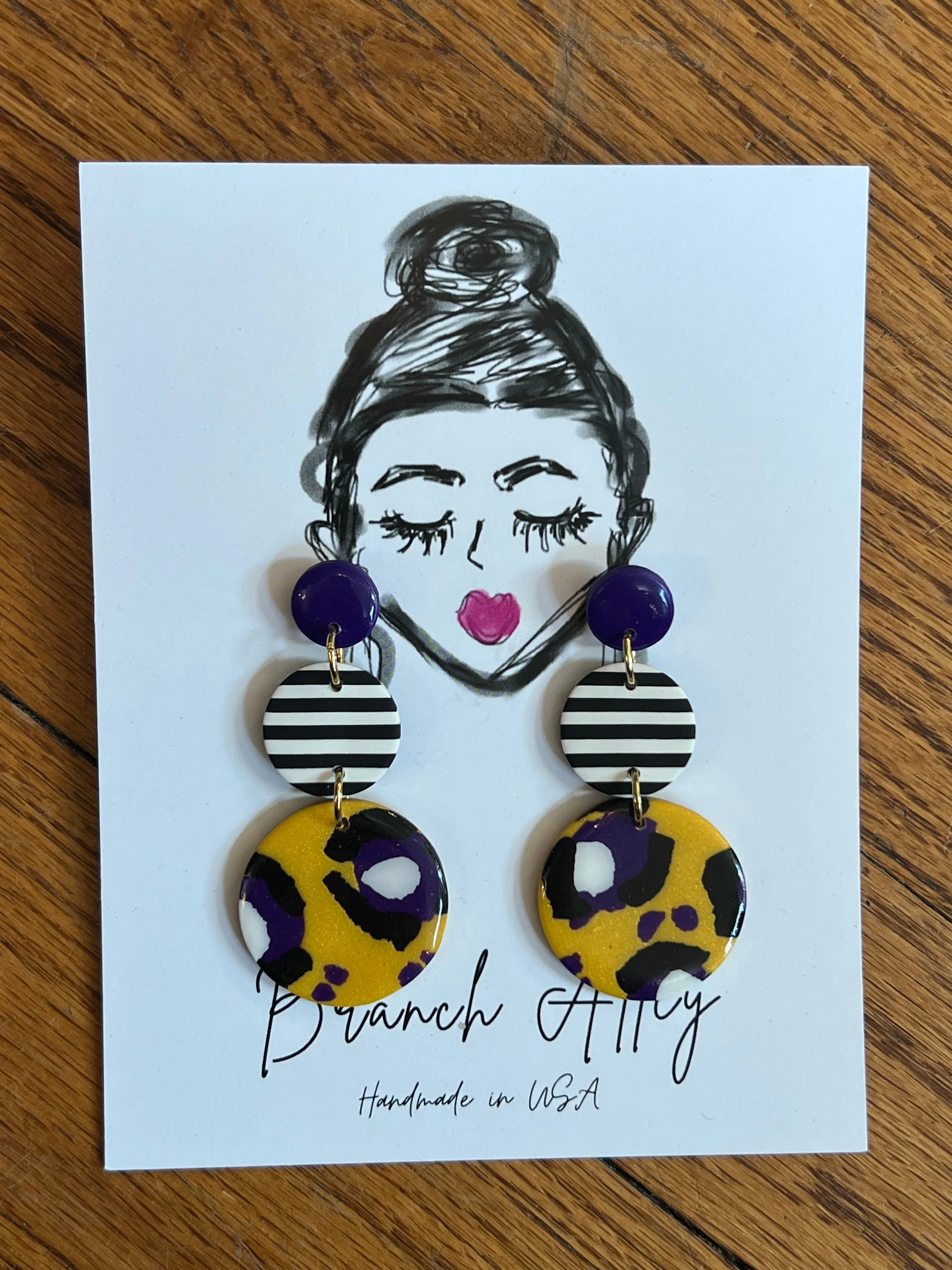 82322 LSU Camo Party Earrings