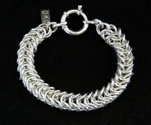 8.6mm Sterling Silver Byzantine Box Link Bracelet with 18mm Sterling Spring Ring Clasp