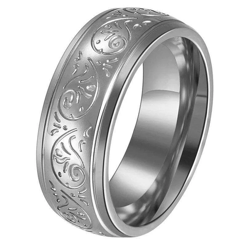 8mm Engraved Men's Wedding Band