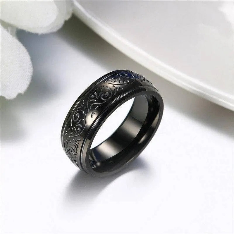 8mm Engraved Men's Wedding Band