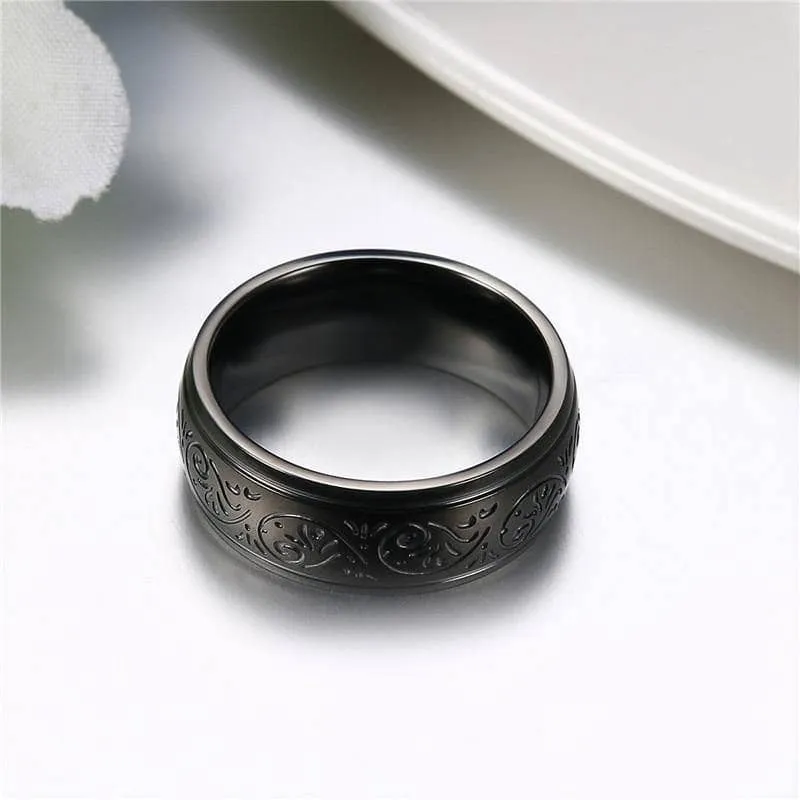 8mm Engraved Men's Wedding Band