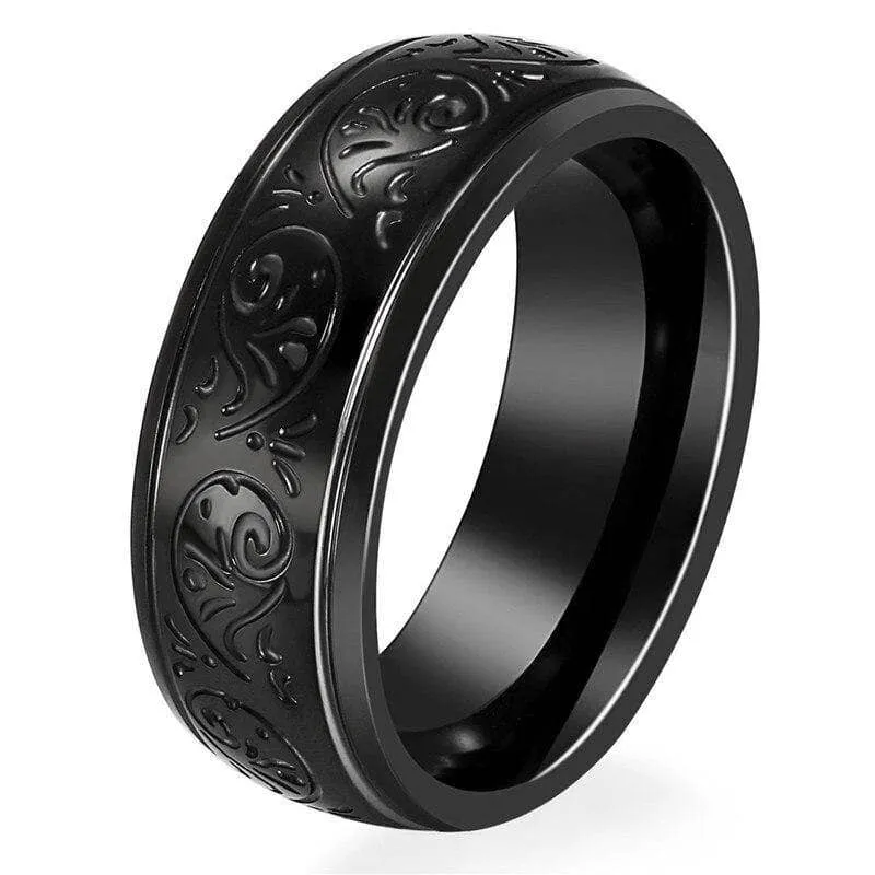 8mm Engraved Men's Wedding Band