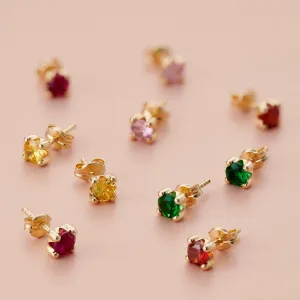 9ct Gold Birthstone Stud Earrings