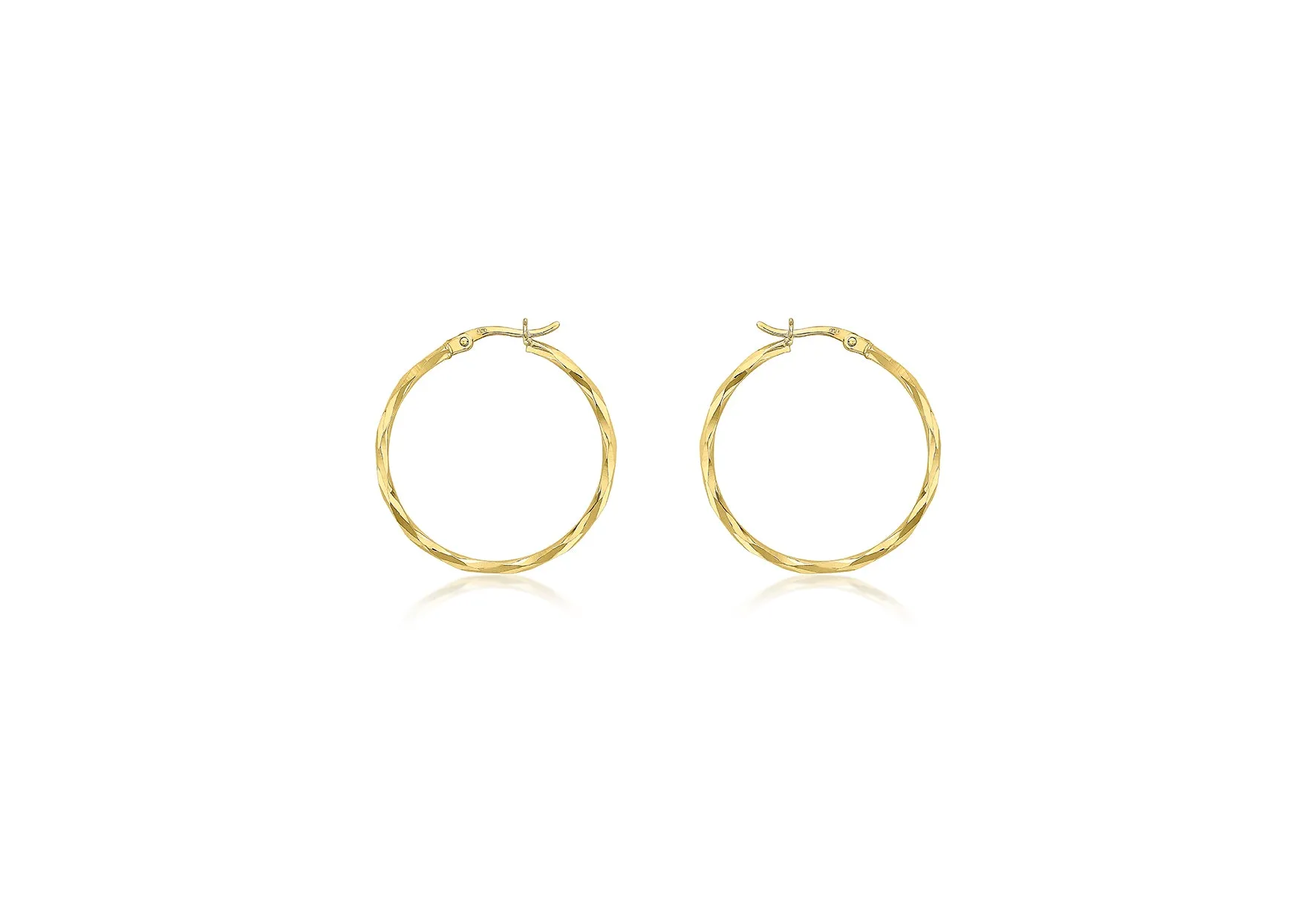 9ct gold diamond cut Creole hoop earrings 25mm 34811