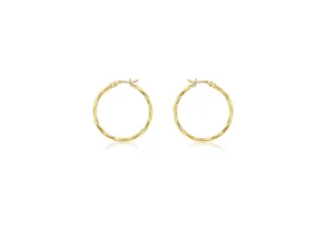 9ct gold diamond cut Creole hoop earrings 25mm 34811