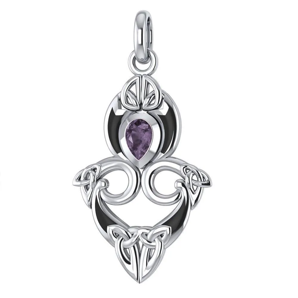 A first-rate lifetime tradition ~ Sterling Silver Celtic Triquetra Pendant Jewelry with Gemstones TPD1265