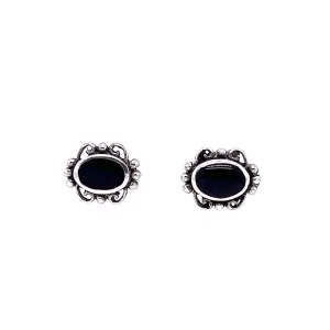 A224 Black with Swirl Post Earrings