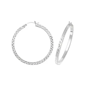 Acotis Silver Hoop Earrings Dia Cut G5735