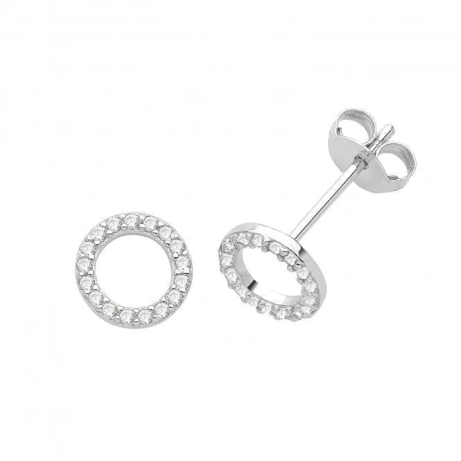 Acotis Silver Stud Earrings Zirconia Circle G51314