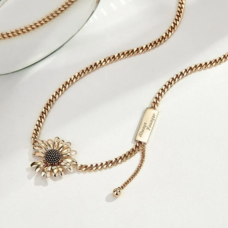 Always Younger Fringe Sunflower 18K Gold Plated Necklace