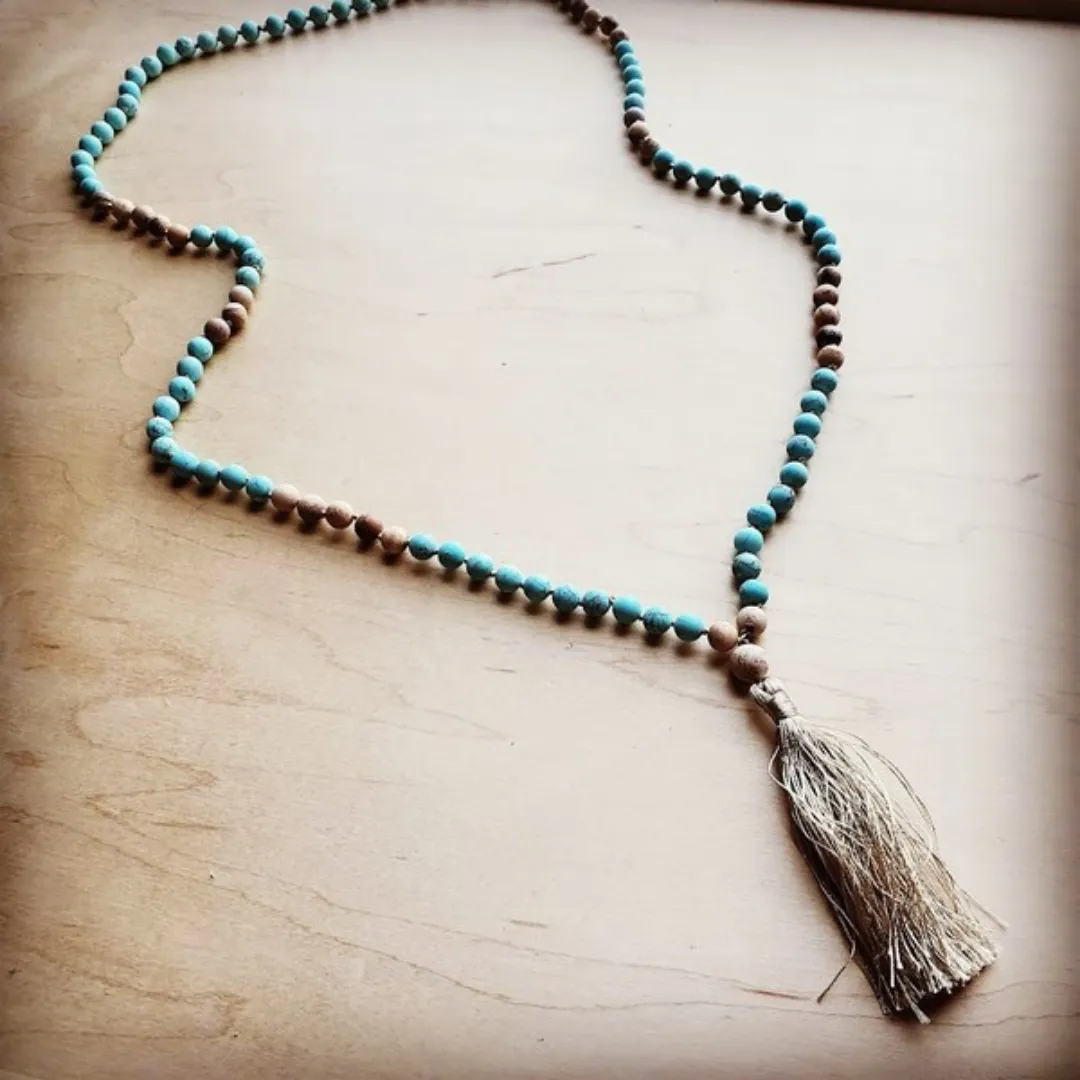 Amazonite and Jasper Tassel Necklace