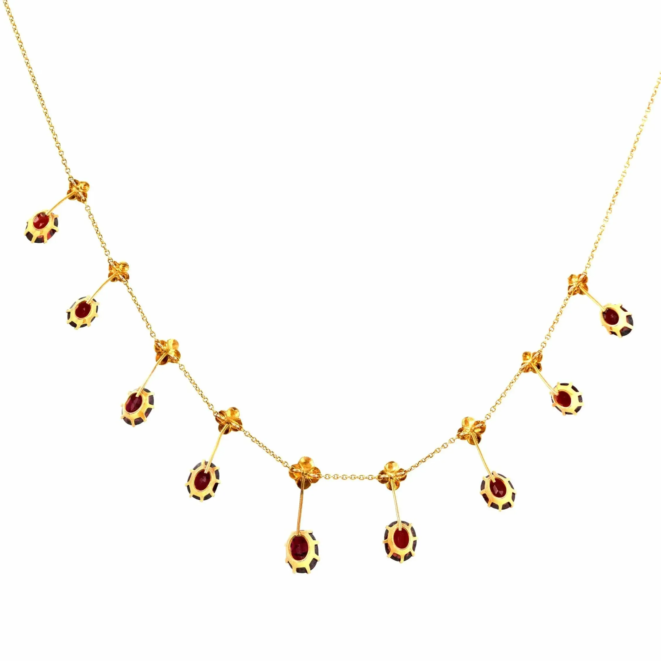 Antique Edwardian 15ct Gold Garnet Fringe Dropper Necklace