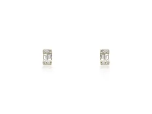 Baguette Emerald Shape White Gold Studs