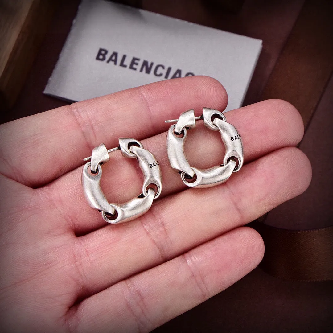 Balenciaga brass letter Chanelin large circle earrings EHA169