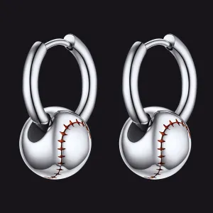 Baseball Drop Hoop Earrings for Men Women