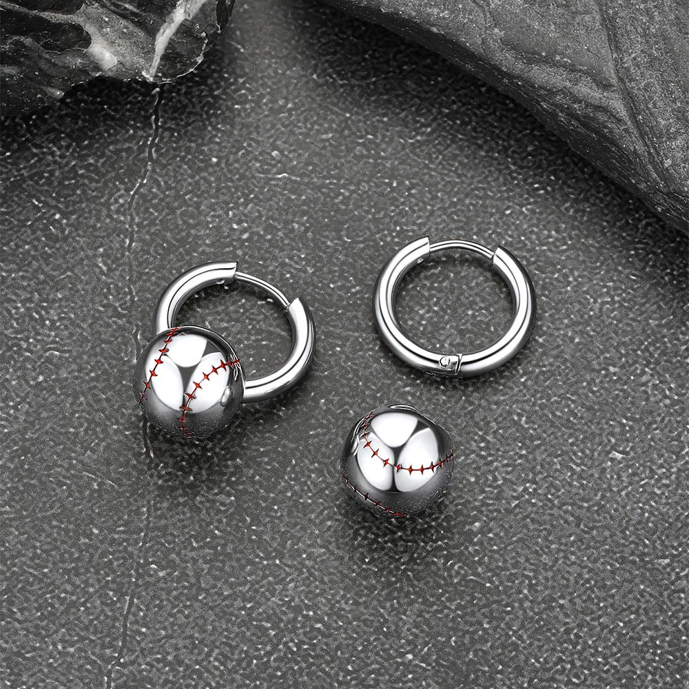 Baseball Drop Hoop Earrings for Men Women