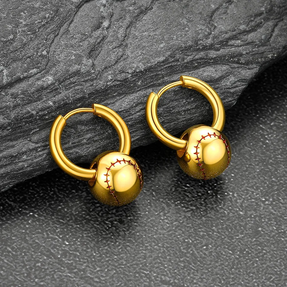 Baseball Drop Hoop Earrings for Men Women