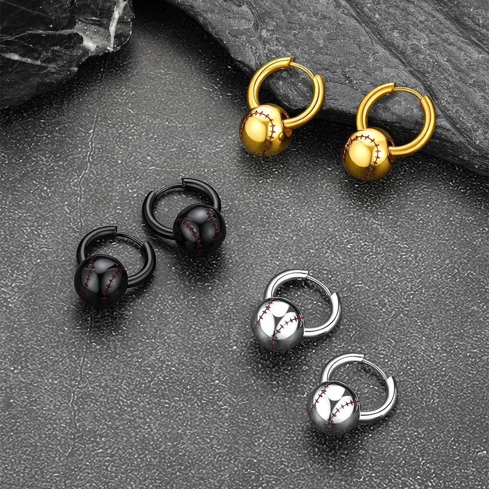 Baseball Drop Hoop Earrings for Men Women