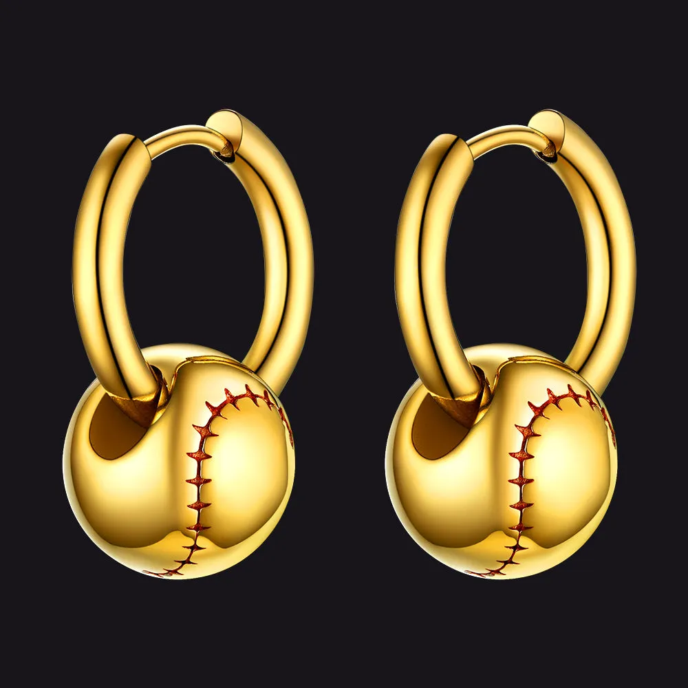 Baseball Drop Hoop Earrings for Men Women